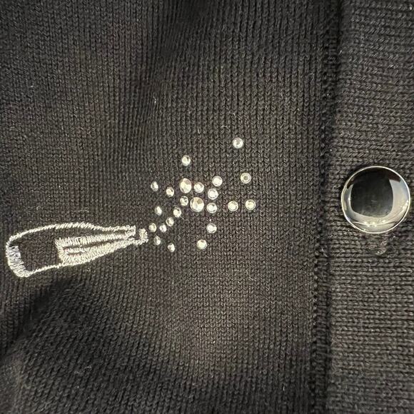 Talbot’s Rhinestone Champagne Pop  Black Button Cardigan Sweater Size XL Petite - Picture 10 of 10